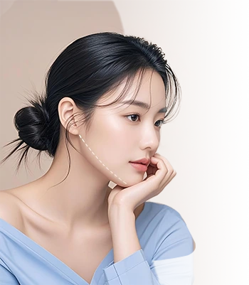 턱선을 확인하는 여성